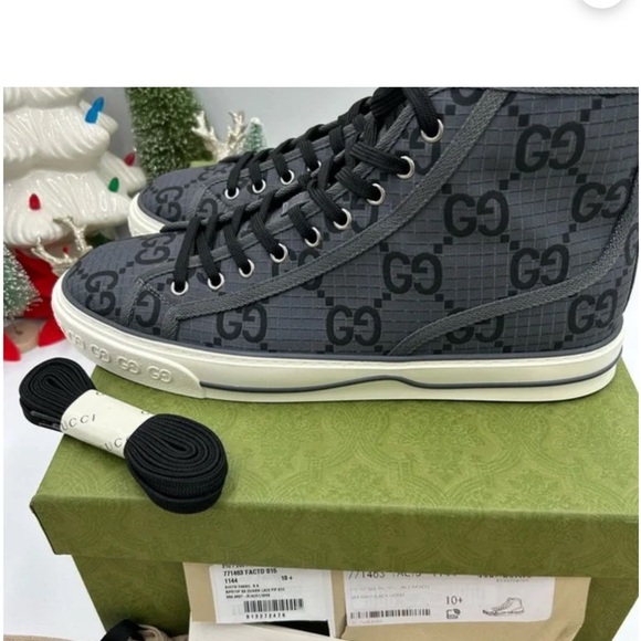 Gucci Men's 1977 tennis High-Top Sneakers size 10.5 made in Italy - Picture 3 of 8
